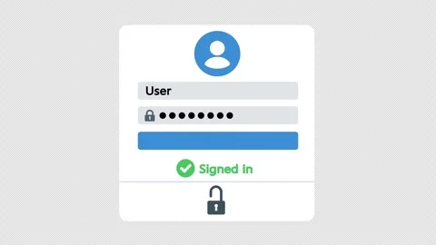 Login Card Microinteraction - Typing Password to "Signed In" (4K Alpha) Stockbeeldmateriaal 329971169