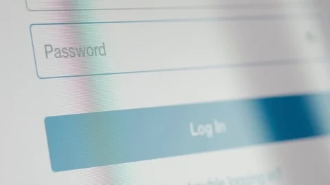 Login on a computer screen working   Entering password on computer screen Stock Footage 87193544