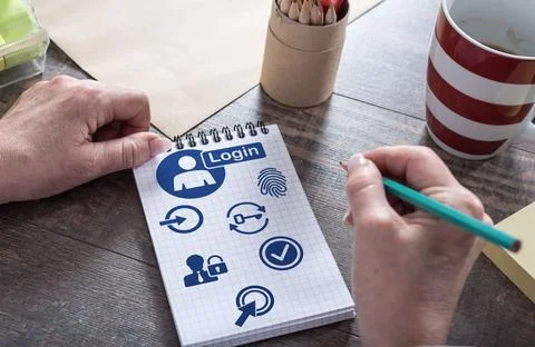 Login concept on a notepad Stock Photos