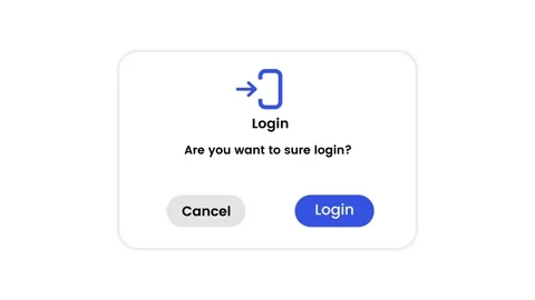 Login confirmation popup dialog box with mouse click animation Vídeo Stock 342583279
