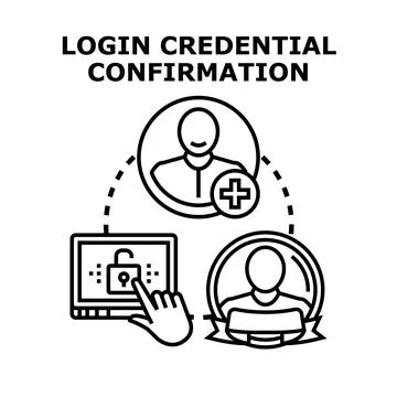 Login credential confirmation process protecting digital user data Stock Illustration