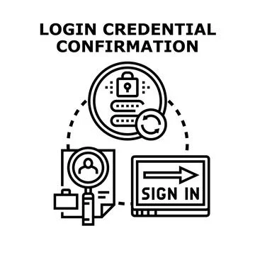 Login credential confirmation process for secure access Stock Illustration