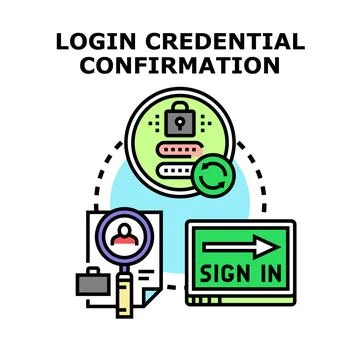 Login credential confirmation process for secure access Stock Illustration