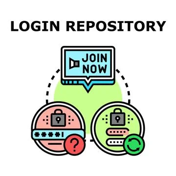 Login credentials repository access and secure account creating Stock Illustration