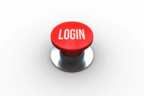 Login on digitally generated red push button Stock Illustration