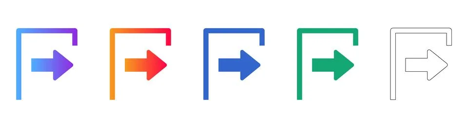 Login / Enter Icon Set: Arrow Pointing into a Frame Design Illustrazione stock