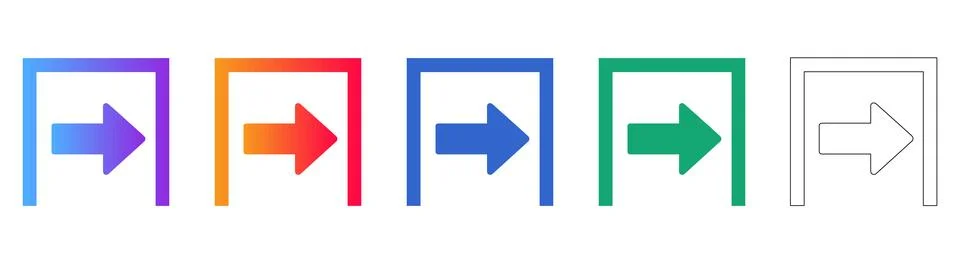 Login / Enter Icon Set: Arrow Pointing into a Frame Design Illustrazione stock