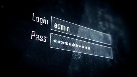 Login, entering password, screen text, system message Stock Illustration
