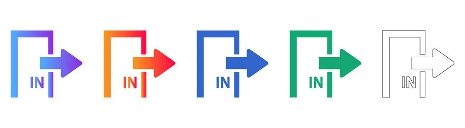 Login Entry Icons with Arrow in Gradient and Outline Styles Illustrazione stock