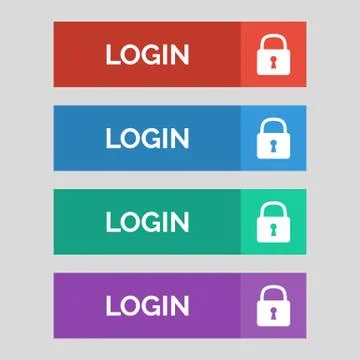 Login flat buttons on grey background. Stock Illustration
