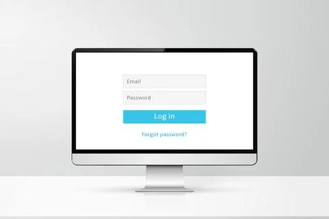 Login form on computer screen. User interface for website and mobile apps. Ve Illustrazione stock