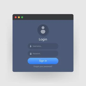 Login form icon. Login form page. Vector illustration. Иллюстрация