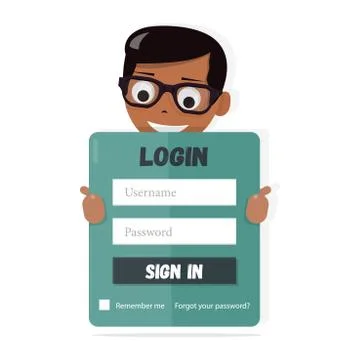Login form for kids website. Elements of web design for kindergarten, schools Stock Illustration