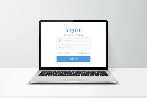 Login form on laptop screen. User interface for website and mobile apps. Vect Stockillustratie