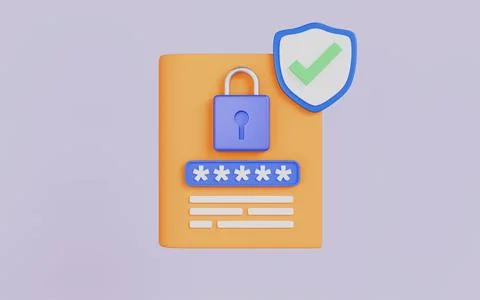 Login form with shield, Password safety and secure authentication Stock Illustration