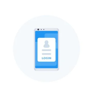 Login form on smartphone, mobile authentication vector icon Stock Illustration