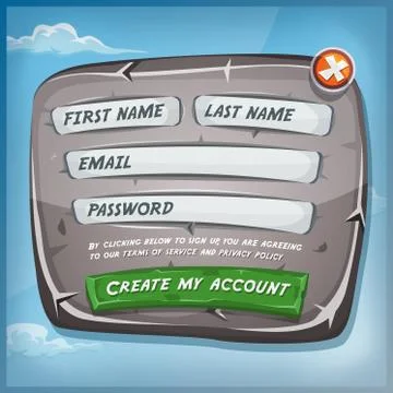 Login Form On Stone Panel For Ui Game Illustrazione stock
