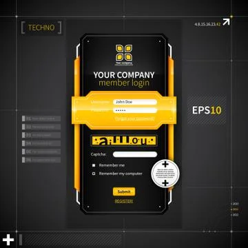 Login form in techno style. EPS10. Stock Illustration