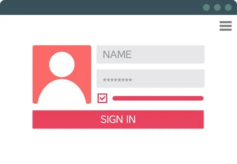 Login Form UI UX Web Design Template Illustrazione stock