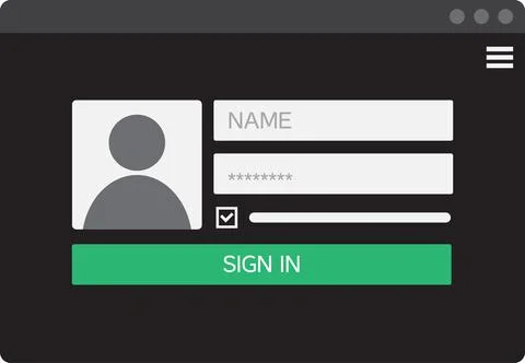 Login Form UI UX Web Design Template Illustrazione stock