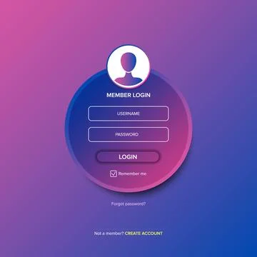 Login form web page design template or mock up. Mobile website ui vector Stock Illustration