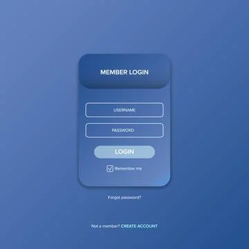 Login form web page design template or mock up. Mobile website ui vector Stock Illustration