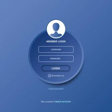 Login form web page design template or mock up. Mobile website ui vector Stock Illustration