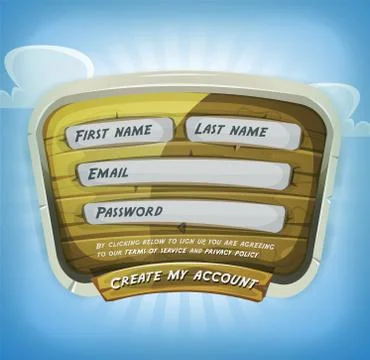Login Form On Wood Panel For Game Ui Illustrazione stock