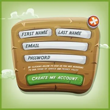 Login Form On Wood Panel For Ui Game 스톡 일러스트