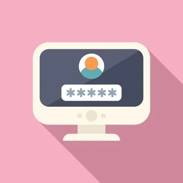 Login home computer icon flat vector. Number online form 스톡 일러스트