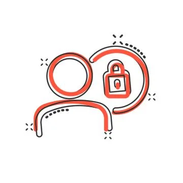 Login icon in comic style. People secure access cartoon vector illustration o Stock Illustration