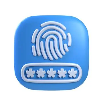 Login icon with fingerprint mark Square shape 3D Stockillustratie
