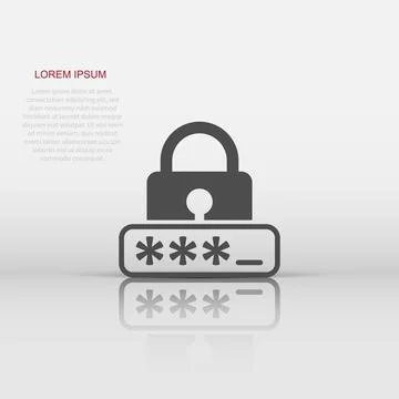 Login icon in flat style. Password access vector illustration on white isol.. Stock Illustration