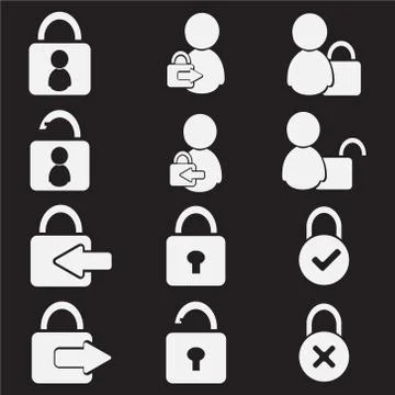 Login icon set Stock Illustration