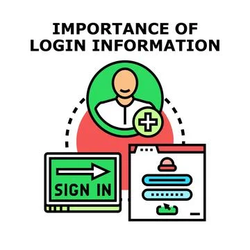 Login information importance for user account access Stock Illustration