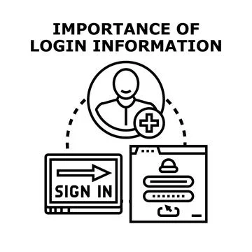 Login information importance for user account access Stock Illustration
