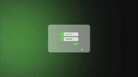 Login interface animation featuring a pulsing green glow on a deep black backgro 库存影片 319777527