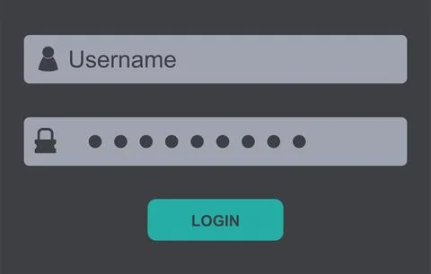 Login interface showing username and password fields with a login button fo.. 스톡 일러스트