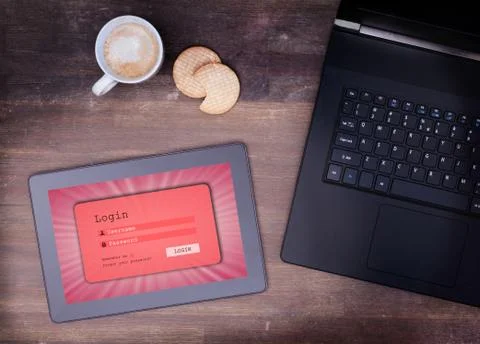 Login interface on tablet - username and password Stock Photos
