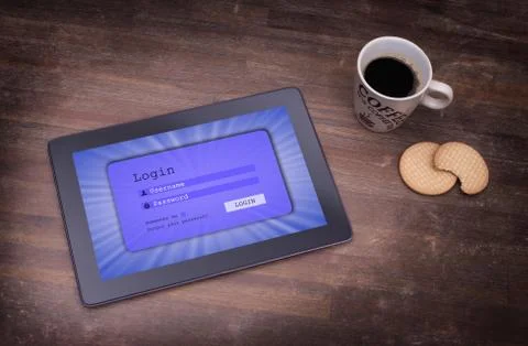 Login interface on tablet - username and password Stock Photos