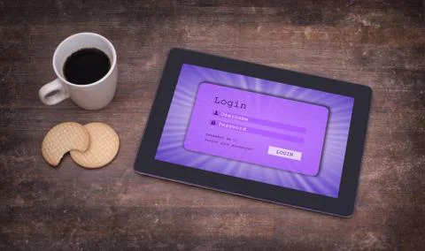 Login interface on tablet - username and password Stock Photos