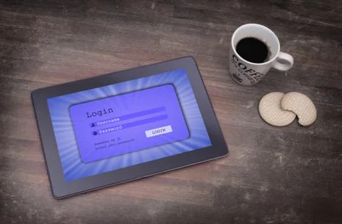 Login interface on tablet - username and password 写真素材