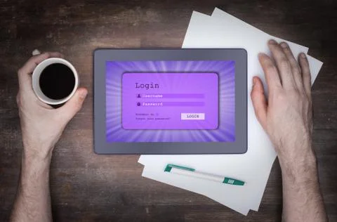 Login interface on tablet - username and password Stock Photos