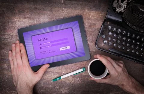 Login interface on tablet - username and password Stock Photos