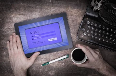 Login interface on tablet - username and password Stock Photos