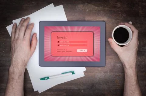 Login interface on tablet - username and password Foto stock