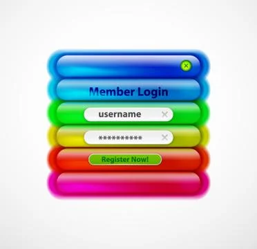 Login menu web interface template with buttons and sample text. Modern line イラスト素材