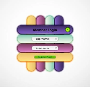 Login menu web interface template with buttons and sample text. Modern line イラスト素材