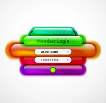 Login menu web interface template with buttons and sample text. Modern line イラスト素材