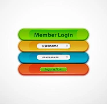 Login menu web interface template with buttons and sample text. Modern line イラスト素材